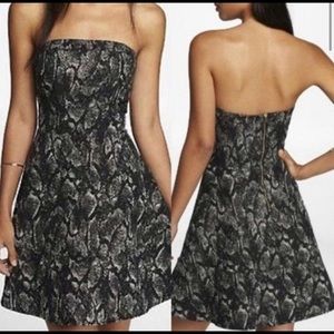 Express Snakeskin Strapless Dress